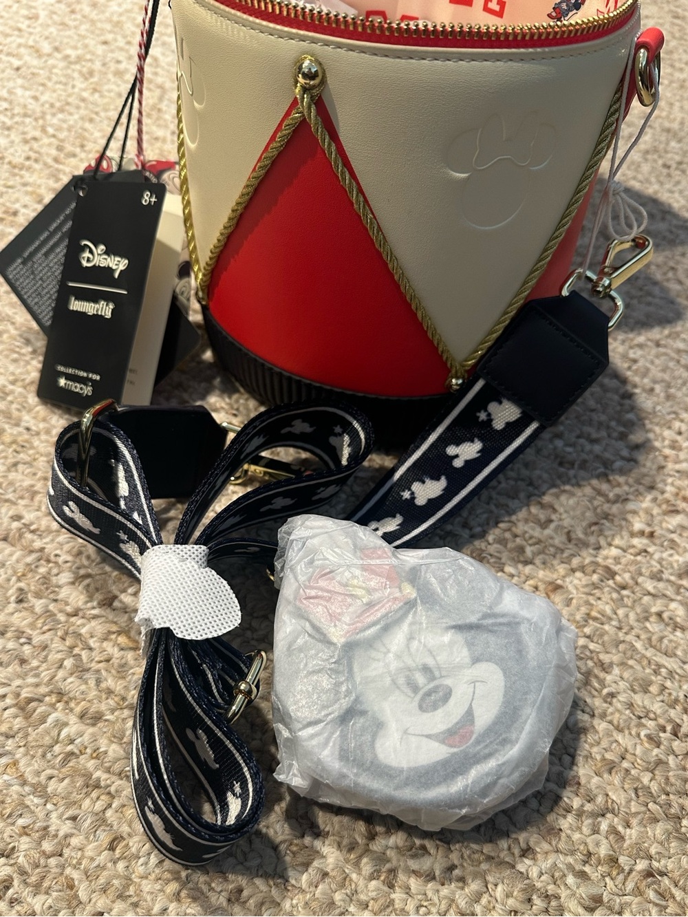 Brand New Disney Loungefly Minnie Mouse Drum Crossbody Bag - Picture 5 of 16
